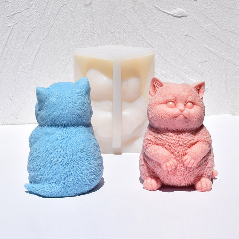 Soap Making Animal Fat - 3D Fat Cat Silicone Candle Mold,