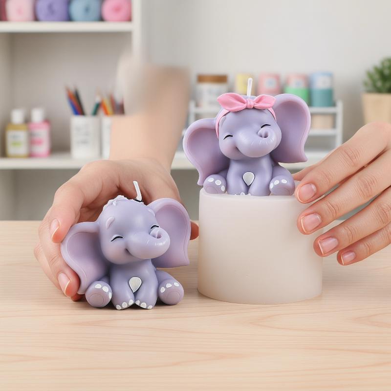 Soap Making Kits - Cute 3D Elephant Silicone Candle Mold
