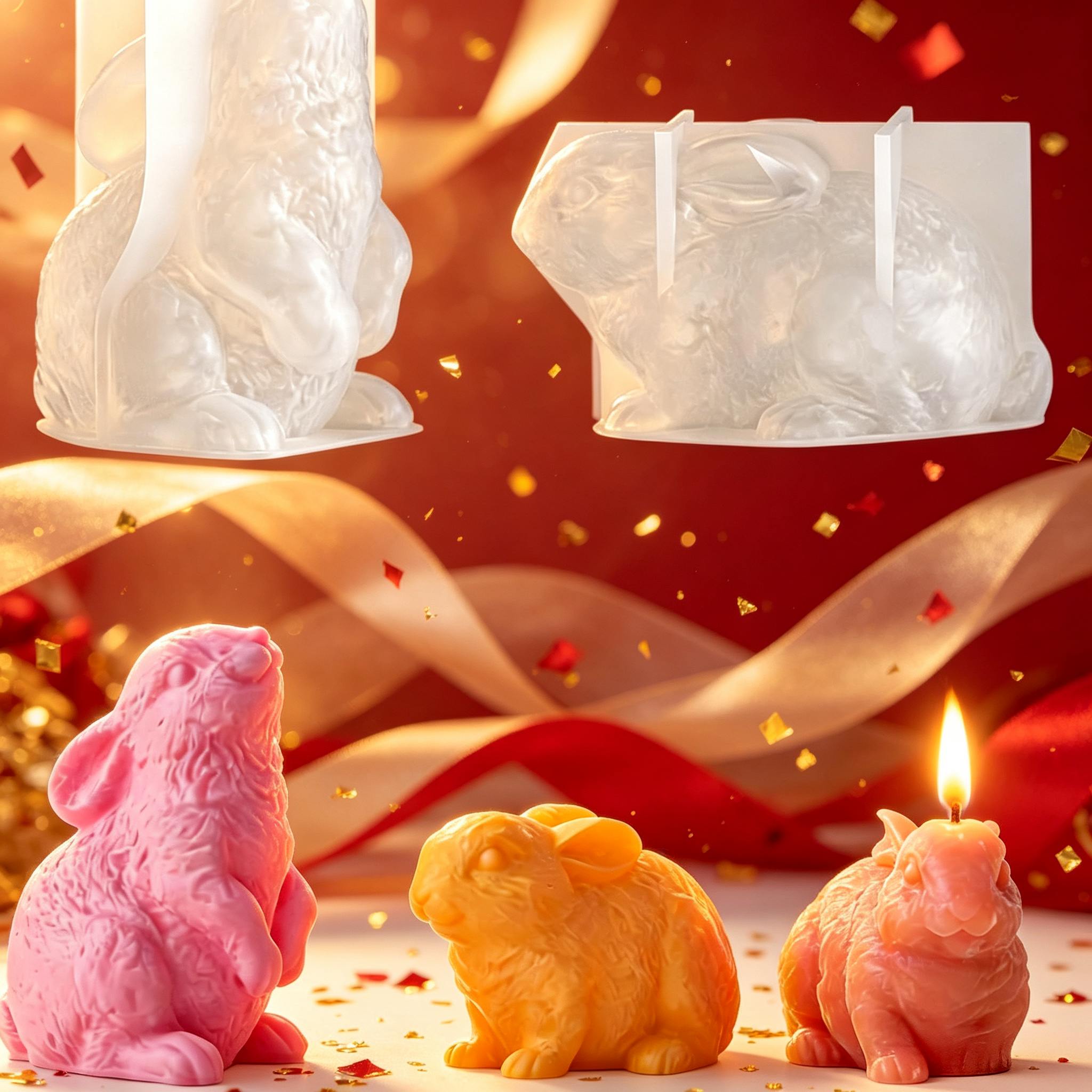 Soap Making Silicone Molds - 3D Rabbit Silicone Candle Mold 2