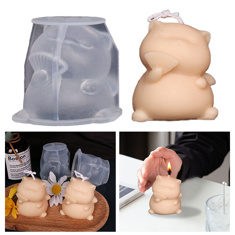 Cute Fat Cat Silicone Candle M - đánh giá và giá Soap Making Animal Fat